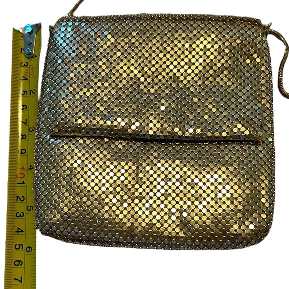 Gold Mesh Purse Handbag Evening Metal Bag Crossbody Vintage 80s 90s Top Mark - Picture 7 of 11